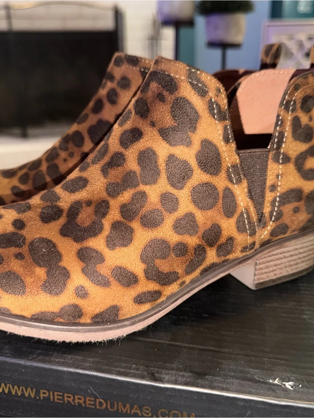 Pierre Dumas Leopard Print Ankle Booties in Brown and Dark Brown